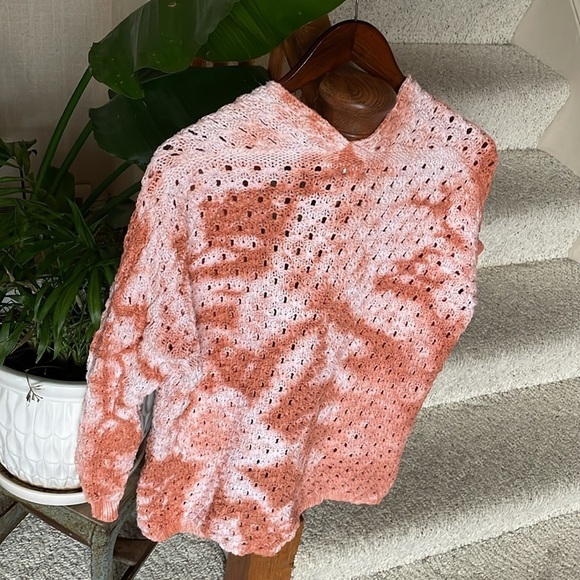 Peach Love California Orange Crochet Open Cardigan - Picture 5 of 9